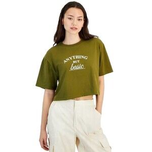 Self Esteem Juniors Graphic Tee Green Cropped T-Shirt XS Anything But Basic NWT